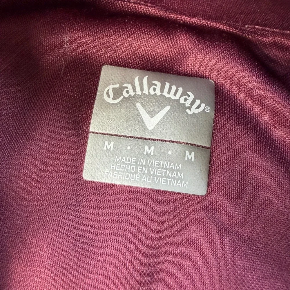 Callaway Quarter Zip Pullover Mens Medium Burgundy Fleece Lined Golf Sweater